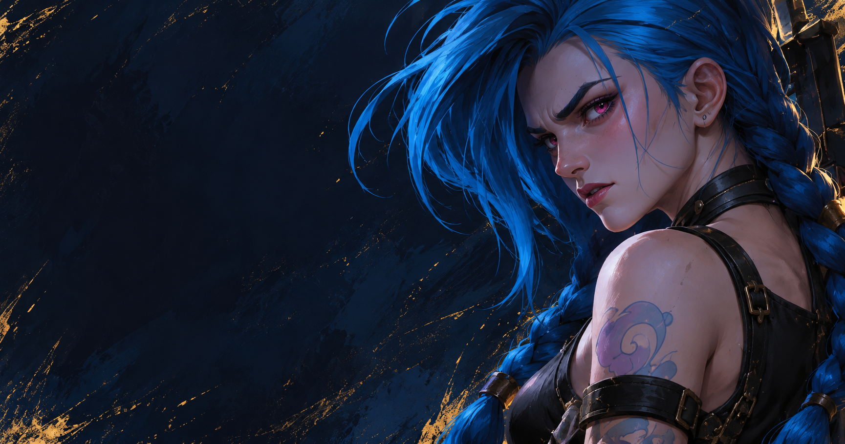 英雄联盟 Jinx 蓝发角色插画